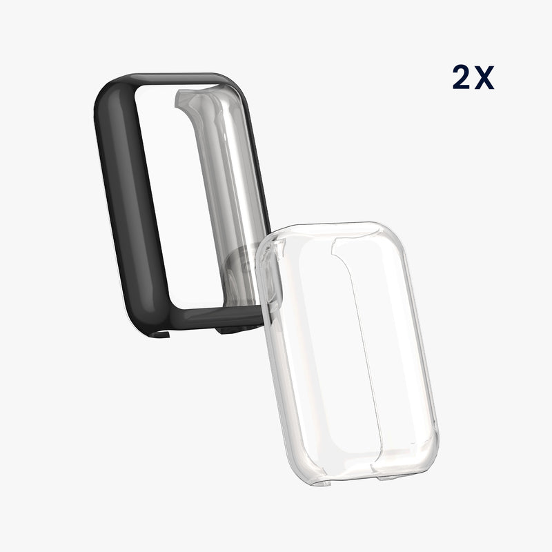 kwmobile Silikon Hülle für Xiaomi Smart Band 8 Active / Redmi Band 2 Schutzhülle Fullbody Display Cover Set
