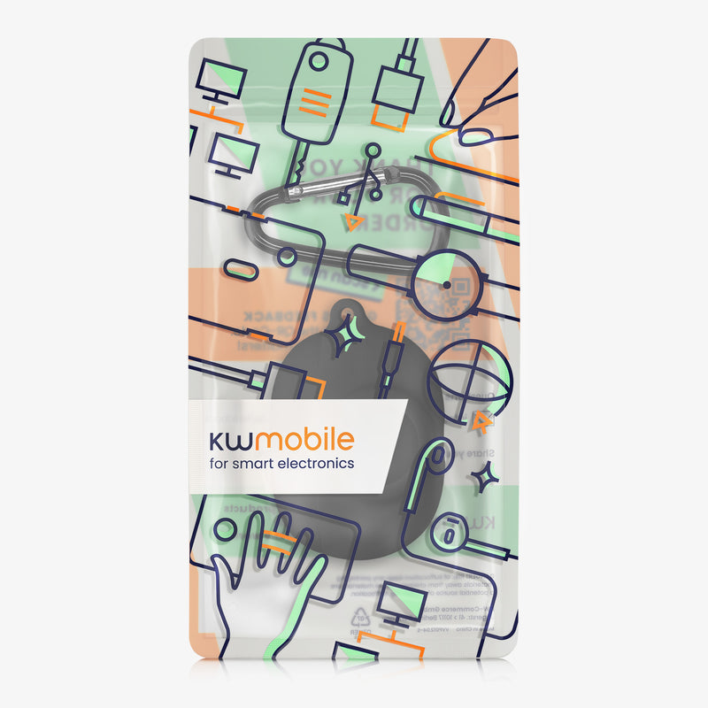 kwmobile 2-in1 Hülle kompatibel mit Beats Studio Buds - Kopfhörer Case kompatibel mit Airtag - Schutzhülle mit Karabiner