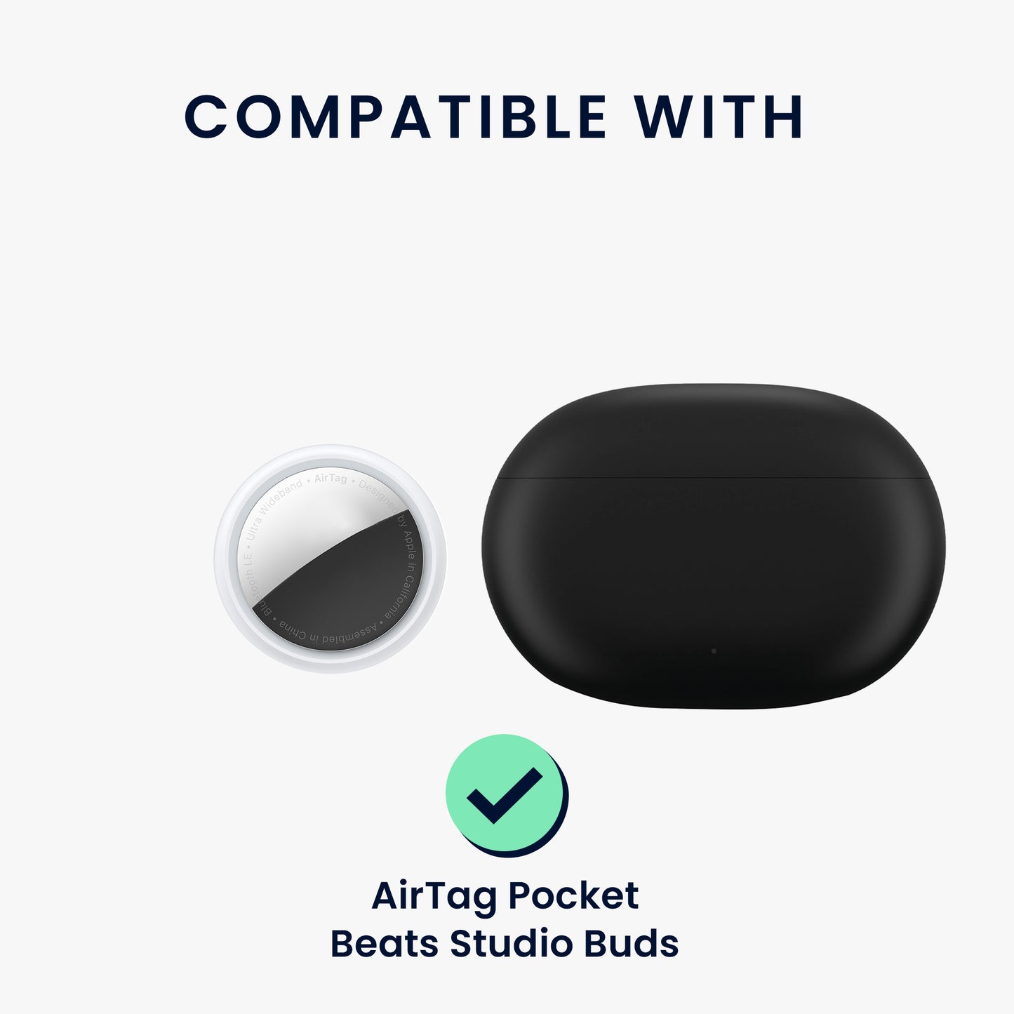 kwmobile 2-in1 Hülle kompatibel mit Beats Studio Buds - Kopfhörer Case kompatibel mit Airtag - Schutzhülle mit Karabiner