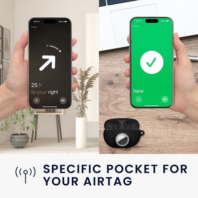 kwmobile 2-in1 Hülle kompatibel mit Beats Studio Buds - Kopfhörer Case kompatibel mit Airtag - Schutzhülle mit Karabiner