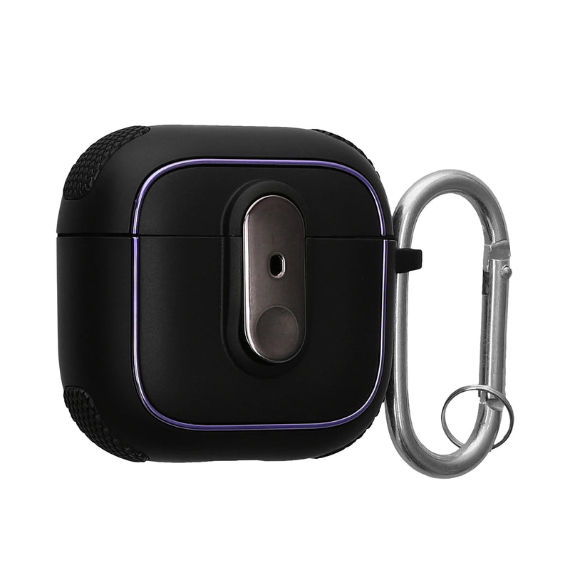 kwmobile Hülle kompatibel mit Apple Airpods 4 Hülle - Kopfhörer Case - TPU Cover mit Karabiner - Stoßfeste Schutzhülle - Schwarz Schwarz Schwarz  [dsg01]
