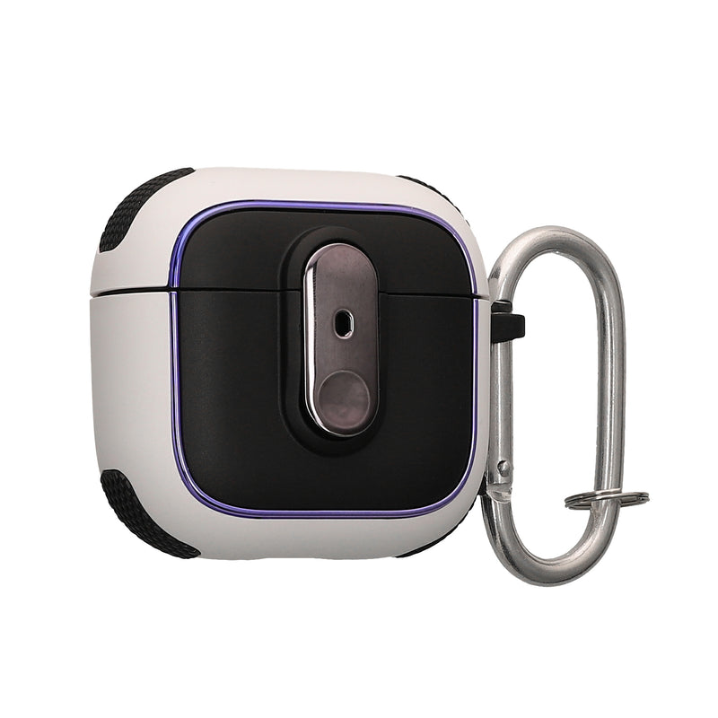 kwmobile Hülle kompatibel mit Apple Airpods 4 Hülle - Kopfhörer Case - TPU Cover mit Karabiner - Stoßfeste Schutzhülle - Weiß Schwarz Weiß  [dsg02]