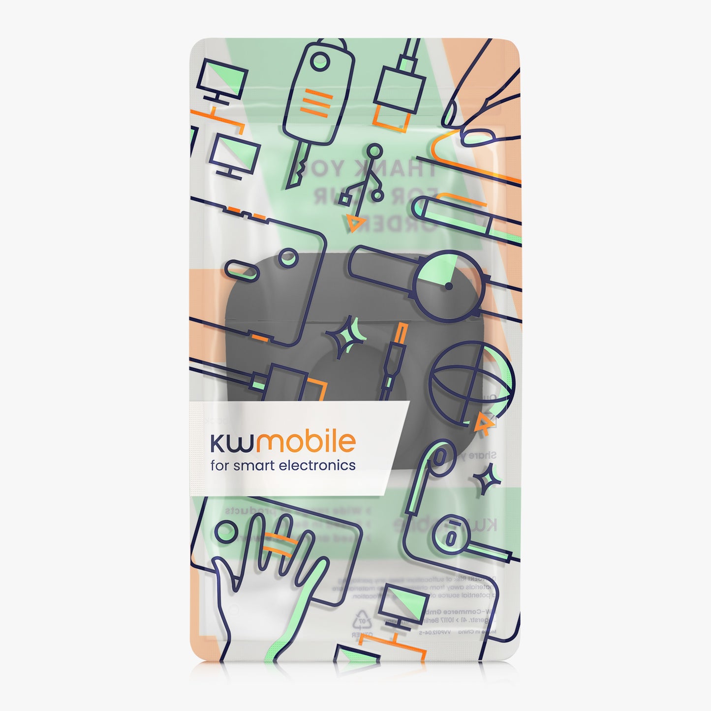 kwmobile 2-in1 Hülle kompatibel mit Apple Airpods Pro (1.Gen) - Kopfhörer Case kompatibel mit Airtag - Schutzhülle mit Karabiner