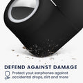 kwmobile 2-in1 Hülle kompatibel mit Apple Airpods Pro (1.Gen) - Kopfhörer Case kompatibel mit Airtag - Schutzhülle mit Karabiner