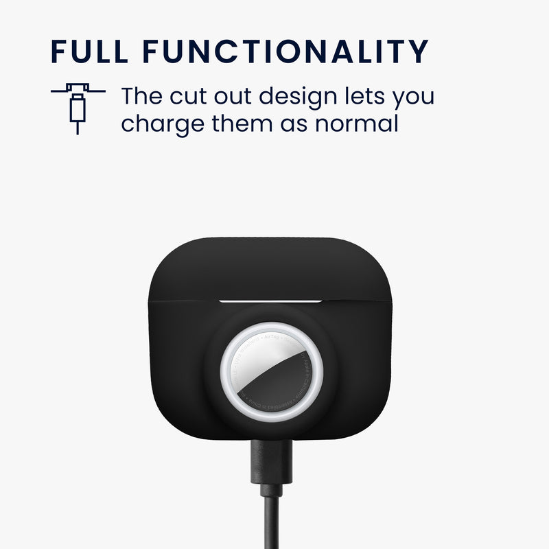 kwmobile 2-in1 Hülle kompatibel mit Apple Airpods Pro (1.Gen) - Kopfhörer Case kompatibel mit Airtag - Schutzhülle mit Karabiner