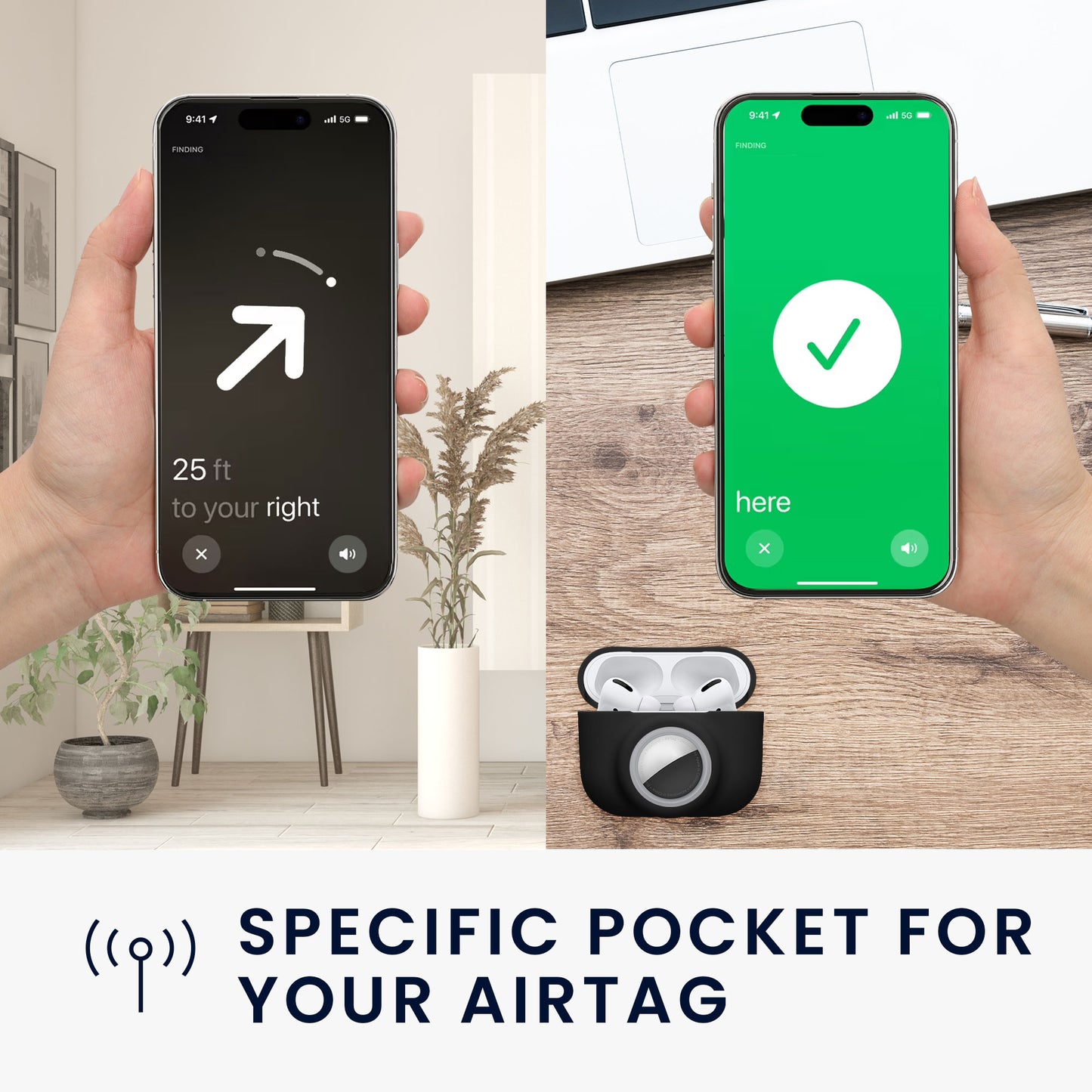 kwmobile 2-in1 Hülle kompatibel mit Apple Airpods Pro (1.Gen) - Kopfhörer Case kompatibel mit Airtag - Schutzhülle mit Karabiner