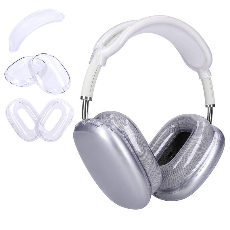 kwmobile 3in1 Kopfhörer Cover kompatibel mit Apple AirPods Max Hülle - TPU Ohrhörer Schutzhülle - 360° Headphone Case - Transparent Lavendel Transparent  [dsg03]