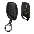 kwmobile Premium Leder Autoschlüssel Schutzhülle kompatibel mit MG 3-Tasten ZS MG4 MG5 MG6 Hülle - Schlüssel Tasche - Schwarz Schwarz  