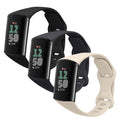 kwmobile 3x Uhrenarmband für Fitbit Charge 6 / Charge 5 Armband - Fitnesstracker Band Set aus TPU Silikon - Ersatzarmband Smartwatch - Schwarz Dunkelblau Weiß Schwarz  [dsg01]