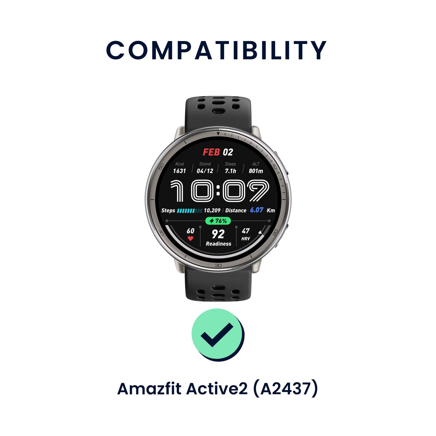 kwmobile Uhrenarmband für 20mm Amazfit Active 2 / 2 Square / Active Edge / Bip 3 / GTS 3 Armband Fitnesstracker Band Set Ersatzarmband Smartwatch