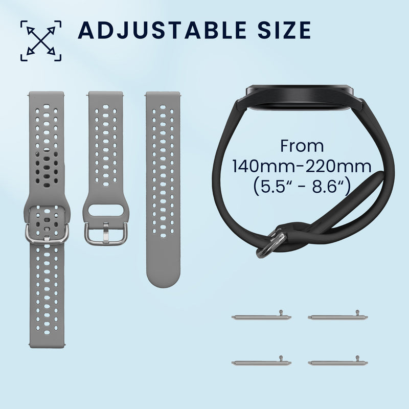 kwmobile Uhrenarmband für 20mm Amazfit Active 2 / 2 Square / Active Edge / Bip 3 / GTS 3 Armband Fitnesstracker Band Set Ersatzarmband Smartwatch