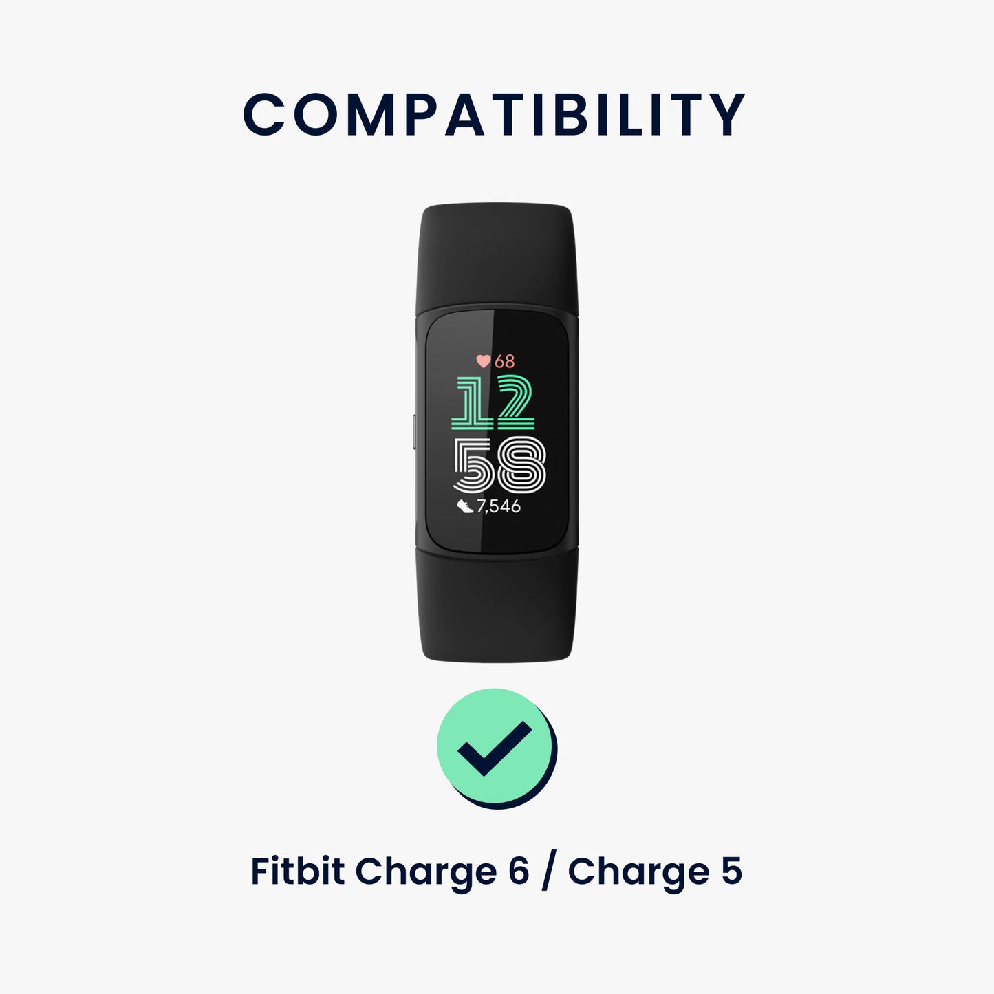 kwmobile Sportarmband kompatibel mit Fitbit Charge 6 / Charge 5 - Armband für Fitnesstracker - mit Schutz Bumper