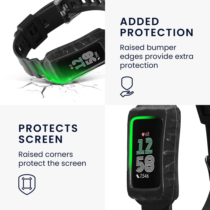 kwmobile Sportarmband kompatibel mit Fitbit Charge 6 / Charge 5 - Armband für Fitnesstracker - mit Schutz Bumper