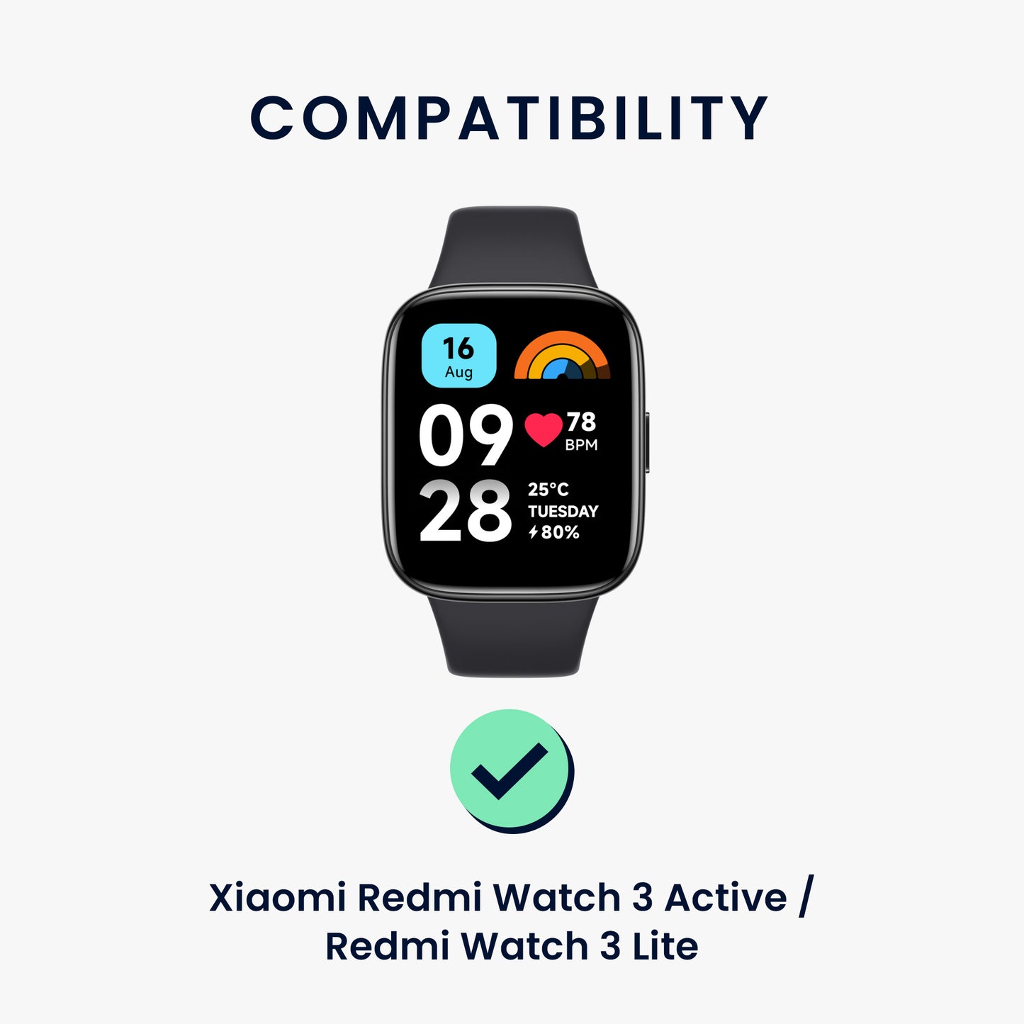 kwmobile Sportarmband kompatibel mit Xiaomi Redmi Watch 3 Active / Redmi Watch 3 Lite - Armband für Fitnesstracker - mit Schutz Bumper