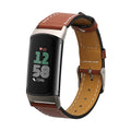 kwmobile Echtleder Uhrenarmband für Fitbit Charge 6 / Charge 5 Armband - Ersatzarmband für Fitnesstracker - Wechselarmband Smartwatch - Braun Braun  