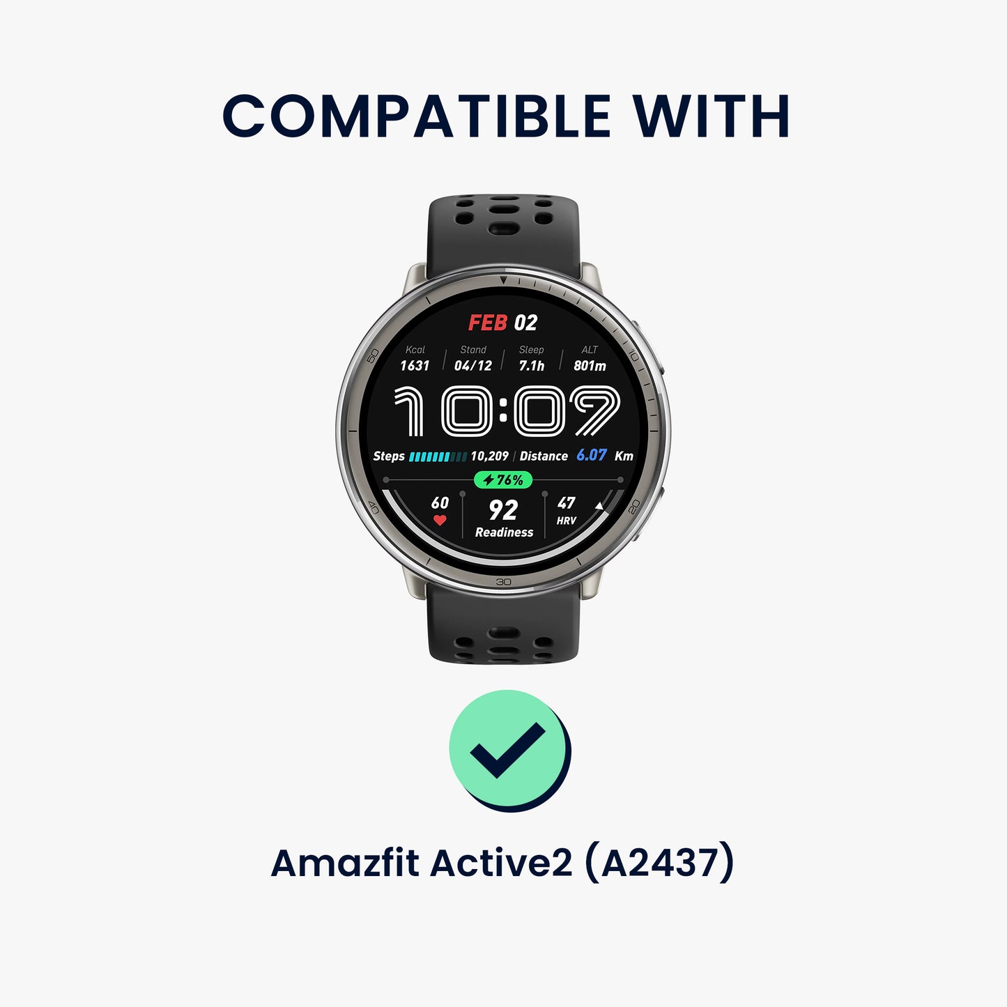 kwmobile Ersatzarmband kompatibel mit 20mm Amazfit Active 2 / 2 Square / Active Edge / Bip 3 / GTS 3 4 Armband - Fitnesstracker Band mit Magnetverschluss
