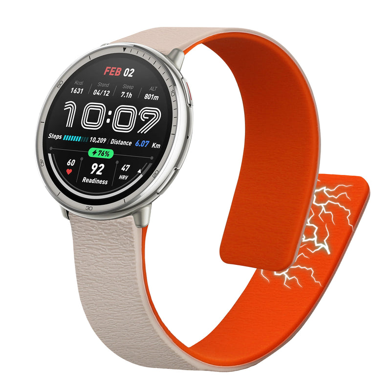 kwmobile Ersatzarmband kompatibel mit 20mm Amazfit Active 2 / 2 Square / Active Edge / Bip 3 / GTS 3 4 Armband - Fitnesstracker Silikon Band mit Magnetverschluss Beige Orange Beige  [dsg02]