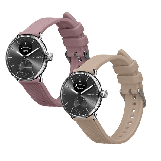 kwmobile Silikon Uhrenarmband für Withings Scanwatch Light 37mm / Withings Scanwatch 2 38mm Armband - Ersatzarmband für Fitnesstracker - Wechselarmband Smartwatch - Lavendel Altrosa Lavendel  [dsg02]