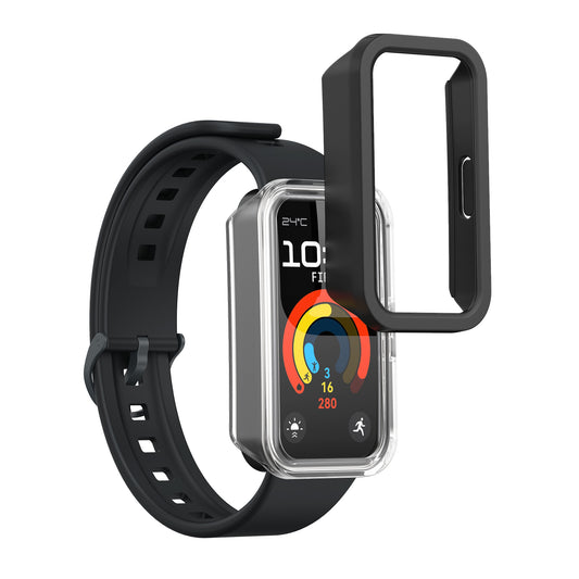kwmobile 2x Hülle kompatibel mit Huawei Band 10 / 9 / 8 - Fitnesstracker Case Set Schwarz Transparent - ohne Tracker Schwarz  [dsg01]