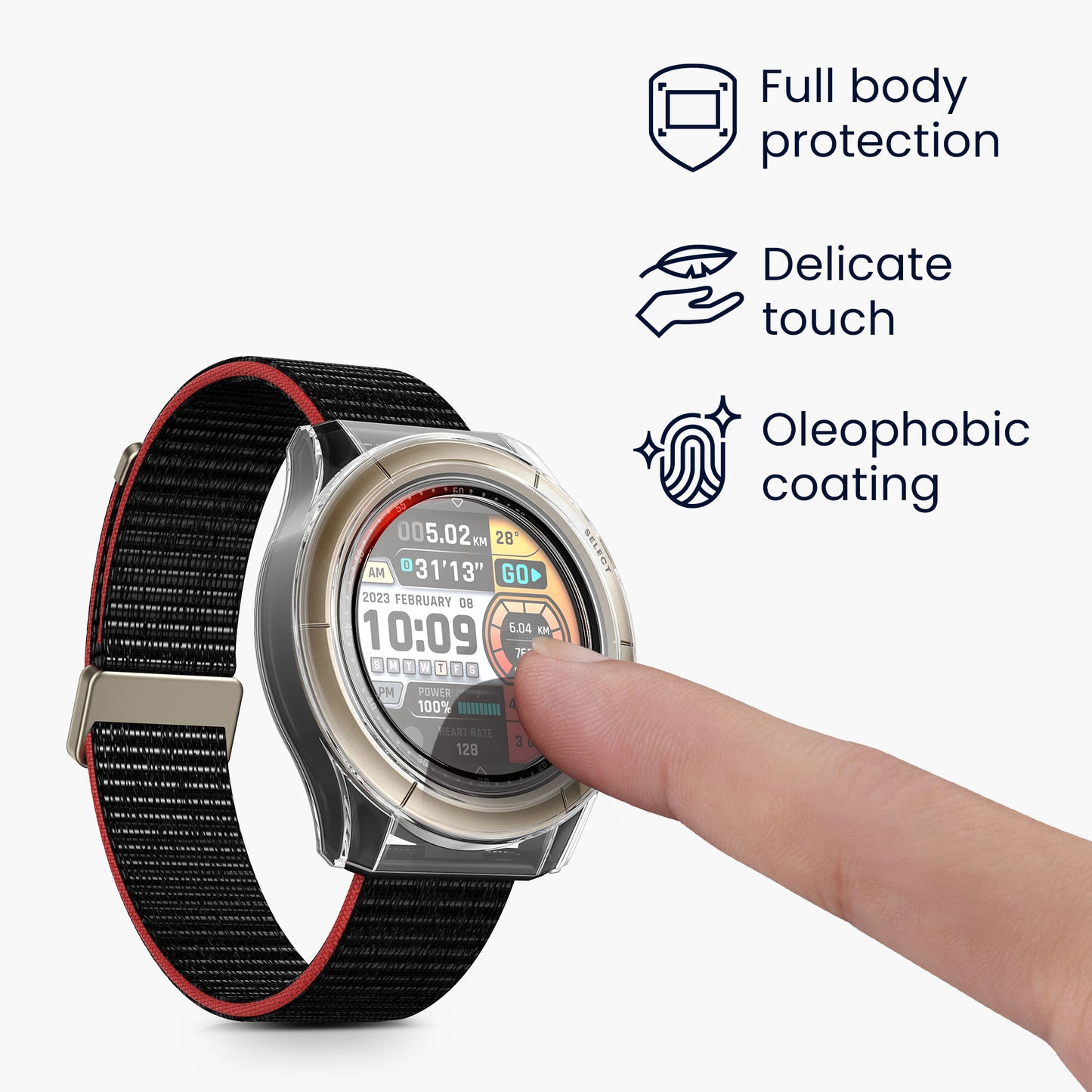 kwmobile Glas Hülle für Amazfit Cheetah / Amazfit Cheetah Pro Schutzhülle Fullbody Fitnesstracker Case Set