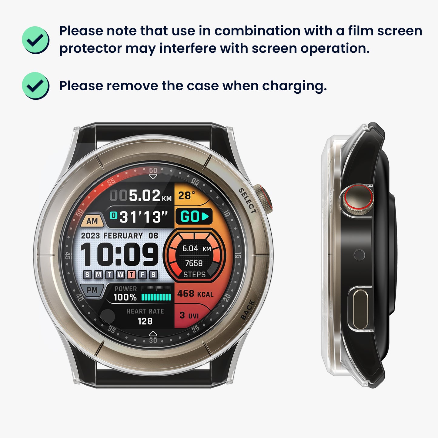 kwmobile Glas Hülle für Amazfit Cheetah / Amazfit Cheetah Pro Schutzhülle Fullbody Fitnesstracker Case Set