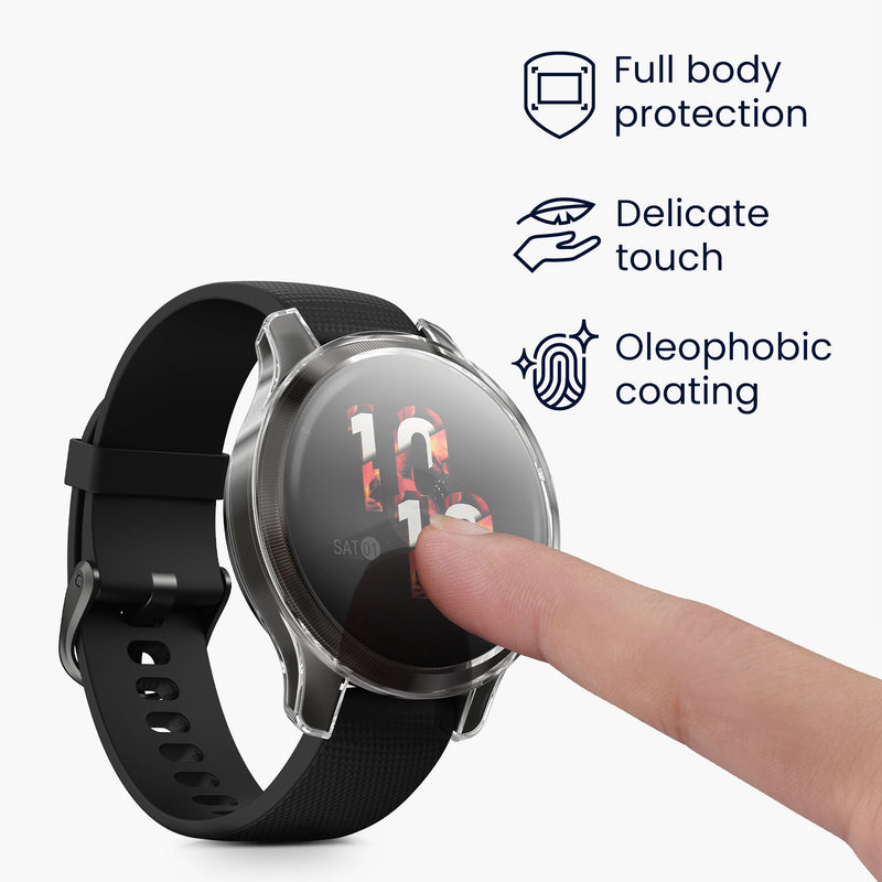 kwmobile Fullbody Display Cover Set für Garmin Venu 2S / vivoactive 4S Schutzhülle