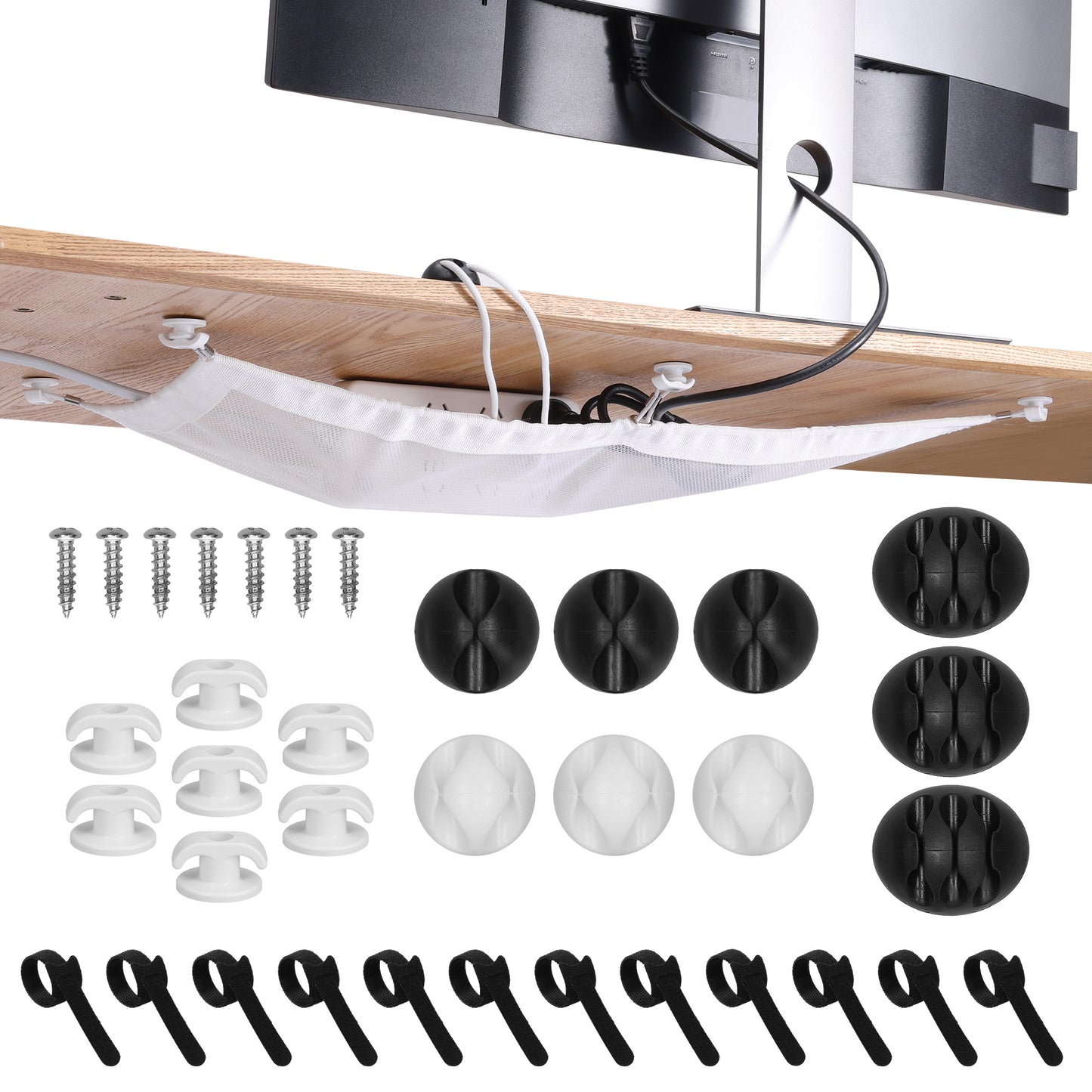 kwmobile Kabelmanagement Schreibtisch Kabelnetz - Kabel verstecken - Schreibtisch Kabelmanagement - Kabel Management Organizer - Kabelorganisation