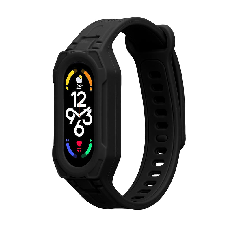 kwmobile Sportarmband kompatibel mit Xiaomi Smart Band 10 / Smart Band 9 / 8 7 6 5 4 3 - Armband TPU Silikon für Fitnesstracker - mit Schutz Bumper Schwarz Schwarz  