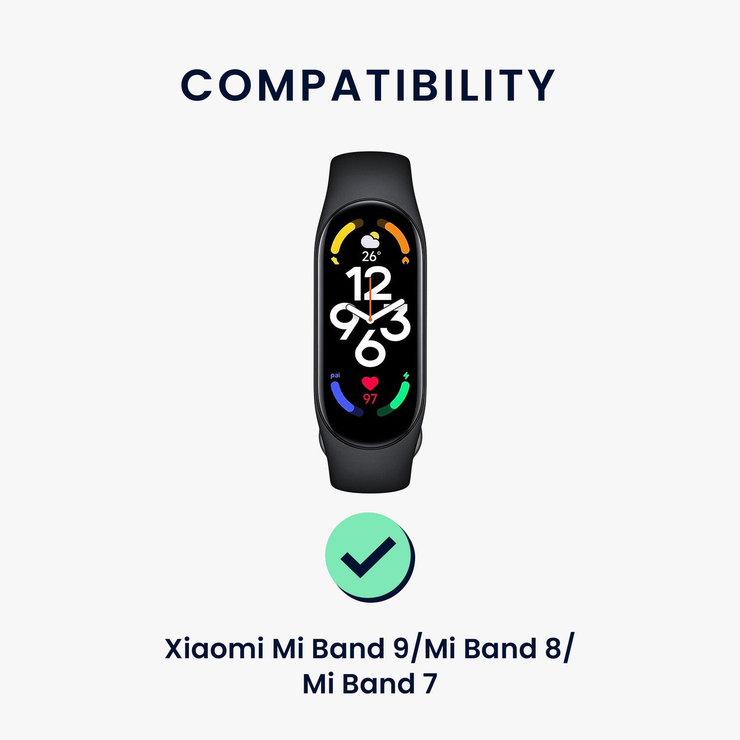 kwmobile Sportarmband kompatibel mit Xiaomi Smart Band 10 / Smart Band 9 / 8 7 6 5 4 3 - Armband für Fitnesstracker - mit Schutz Bumper