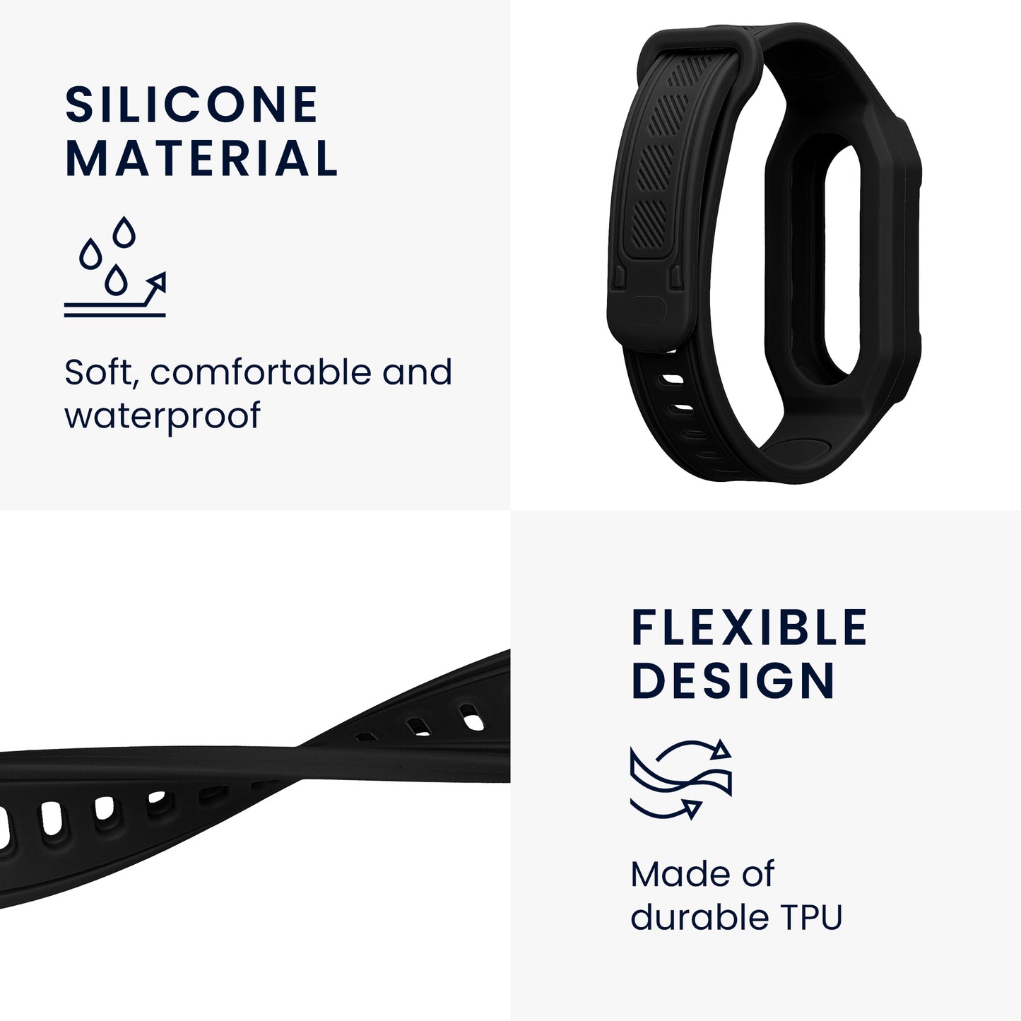 kwmobile Sportarmband kompatibel mit Xiaomi Smart Band 10 / Smart Band 9 / 8 7 6 5 4 3 - Armband für Fitnesstracker - mit Schutz Bumper