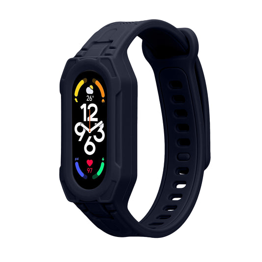 kwmobile Sportarmband kompatibel mit Xiaomi Smart Band 10 / Smart Band 9 / 8 7 6 5 4 3 - Armband TPU Silikon für Fitnesstracker - mit Schutz Bumper Dunkelblau Dunkelblau  