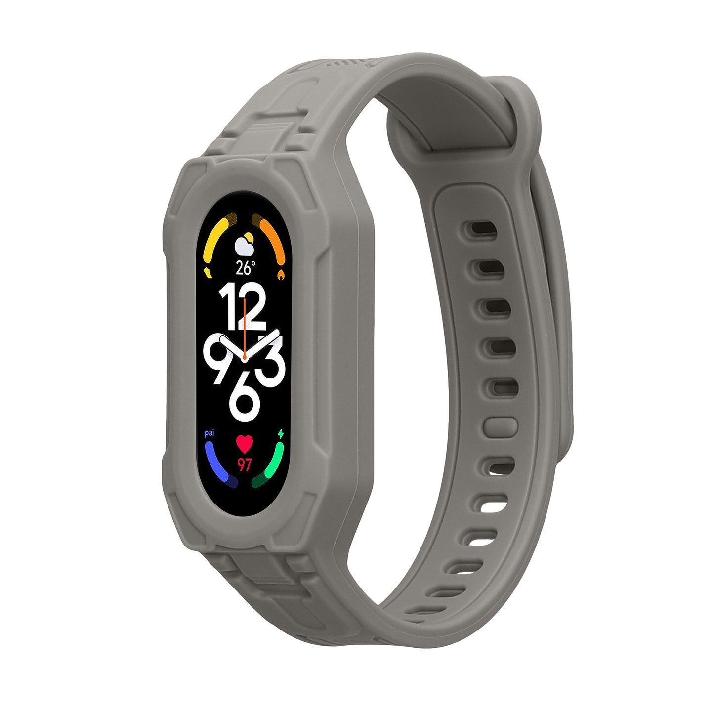 kwmobile Sportarmband kompatibel mit Xiaomi Smart Band 10 / Smart Band 9 / 8 7 6 5 4 3 - Armband TPU Silikon für Fitnesstracker - mit Schutz Bumper Grau Grau  