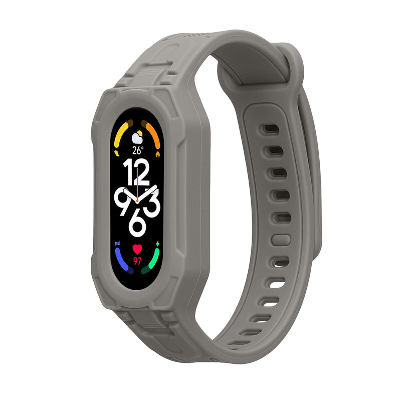 kwmobile Sportarmband kompatibel mit Xiaomi Smart Band 10 / Smart Band 9 / 8 7 6 5 4 3 - Armband TPU Silikon für Fitnesstracker - mit Schutz Bumper Grau Grau  