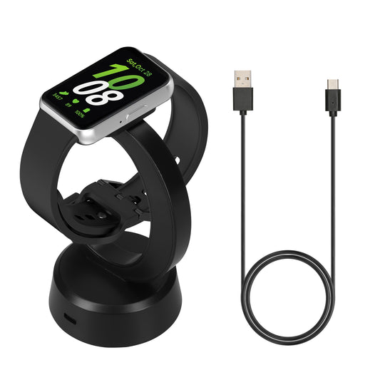kwmobile USB Ladegerät kompatibel mit Samsung Galaxy Fit 3 / Honor Watch Fit / Oppo Band 2 / Keep B4 - USB Kabel Charger Stand - Smart Watch Ladestation - Ladekabel mit Standfunktion in Schwarz Schwarz  
