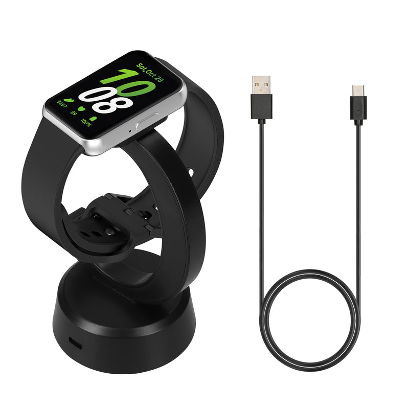 kwmobile USB Ladegerät kompatibel mit Samsung Galaxy Fit 3 / Honor Watch Fit / Oppo Band 2 / Keep B4 - USB Kabel Charger Stand - Smart Watch Ladestation - Ladekabel mit Standfunktion in Schwarz Schwarz  