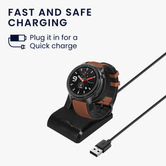 kwmobile USB Ladegerät kompatibel mit Amazfit GTR 42mm / GTR 47mm / GTS / T-Rex USB Kabel Charger Stand Smart Watch