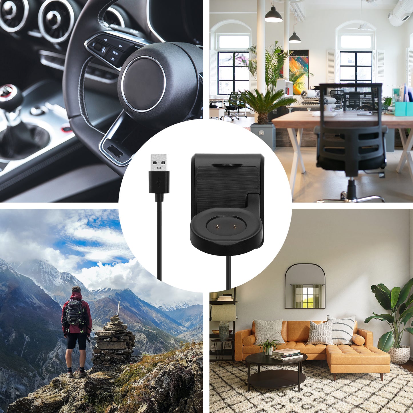 kwmobile USB Ladegerät kompatibel mit Amazfit GTR 42mm / GTR 47mm / GTS / T-Rex USB Kabel Charger Stand Smart Watch Ladestation Docking Station Ladekabel mit Standfunktion