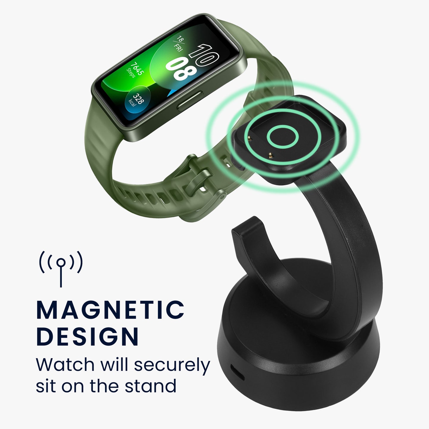 kwmobile USB Ladegerät kompatibel mit Huawei Band 10 / Honor Band 9 / Band 7 / Band 6 / OPPO Band 2 - USB Kabel Charger Stand - Smart Watch Ladestation - Ladekabel mit Standfunktion