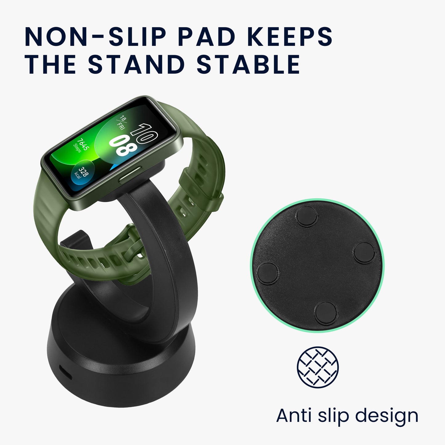 kwmobile USB Ladegerät kompatibel mit Huawei Band 10 / Honor Band 9 / Band 7 / Band 6 / OPPO Band 2 - USB Kabel Charger Stand - Smart Watch Ladestation - Ladekabel mit Standfunktion