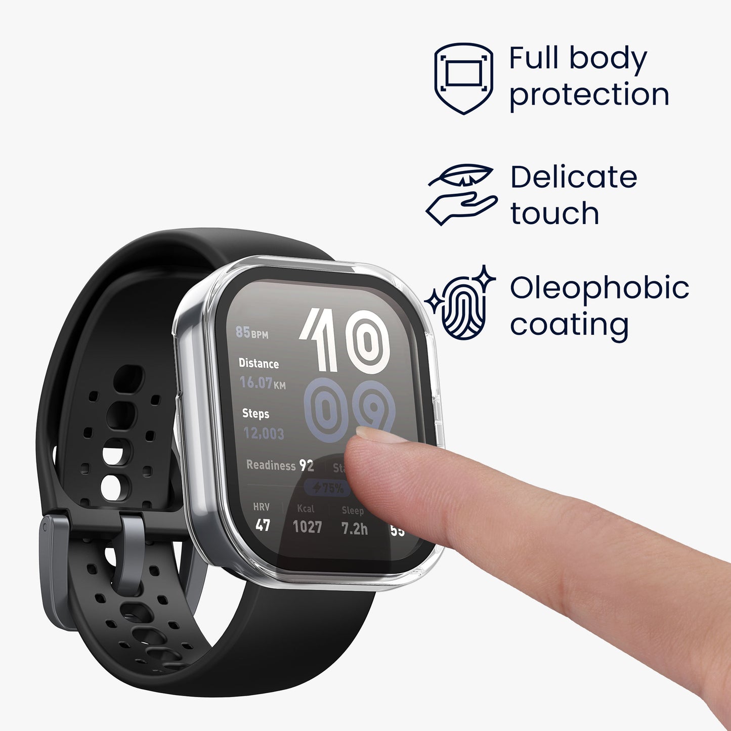 kwmobile Glas Hülle für Amazfit Bip 6 Schutzhülle Fullbody Fitnesstracker Case Set