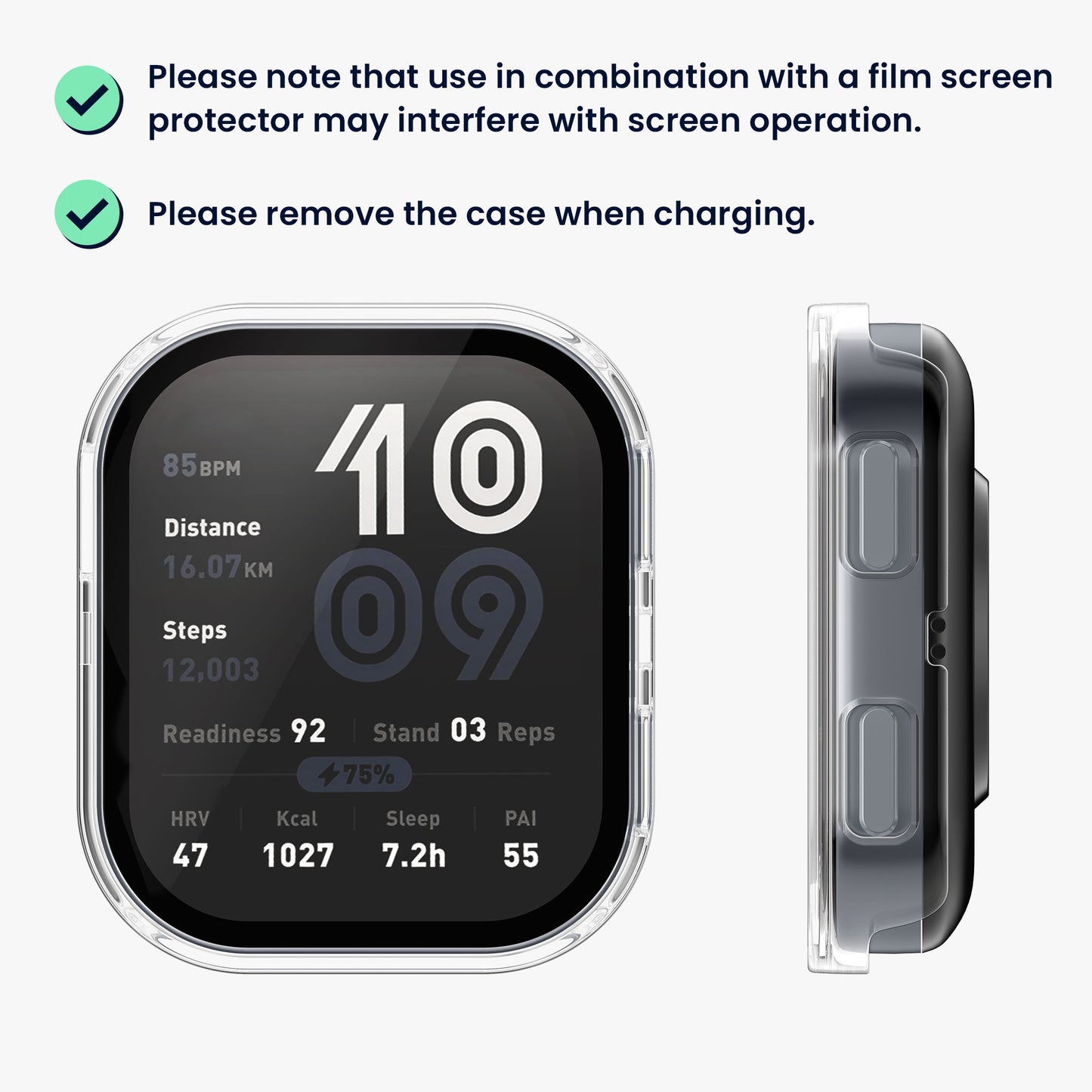 kwmobile Glas Hülle für Amazfit Bip 6 Schutzhülle Fullbody Fitnesstracker Case Set