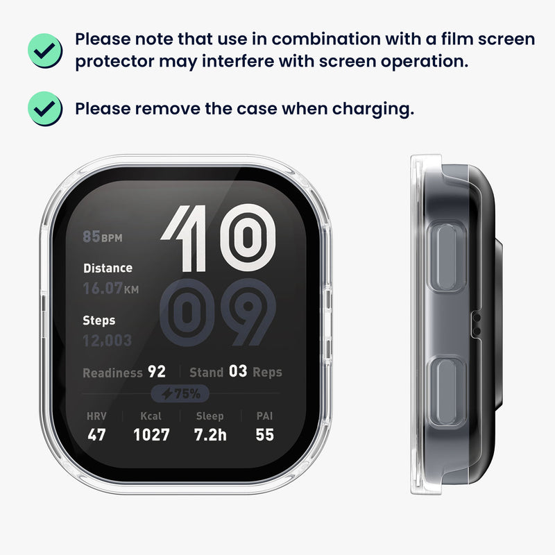 kwmobile Glas Hülle für Amazfit Bip 6 Schutzhülle Fullbody Fitnesstracker Case Set