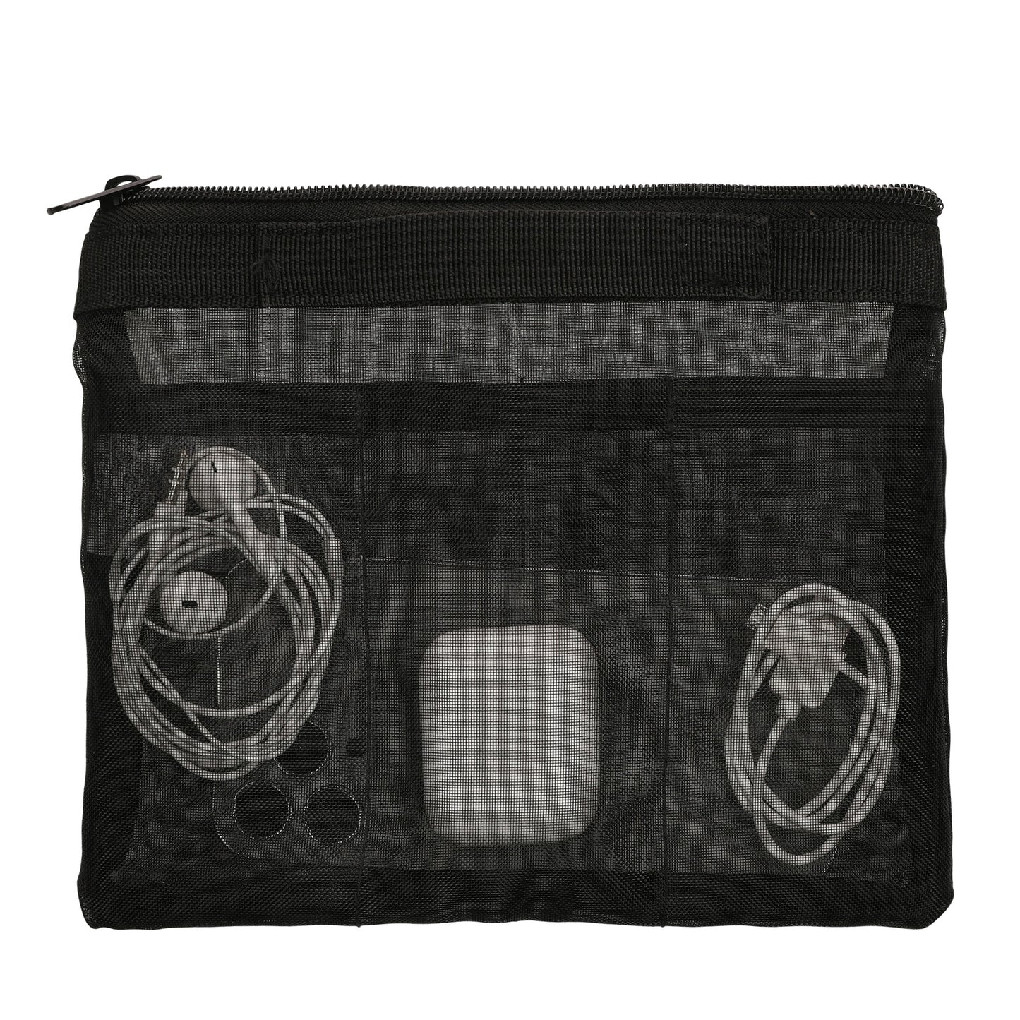 kwmobile Reise Organizer aus Mesh - Zubehör Organizer - Meshtasche für Handy Kabel Power Bank Festplatten Ladegerät - Reißverschlusstasche - Schwarz Schwarz  