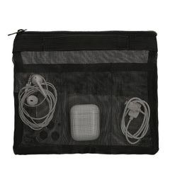 kwmobile Reise Organizer aus Mesh - Zubehör Organizer - Meshtasche für Handy Kabel Power Bank Festplatten Ladegerät - Reißverschlusstasche - Schwarz Schwarz  