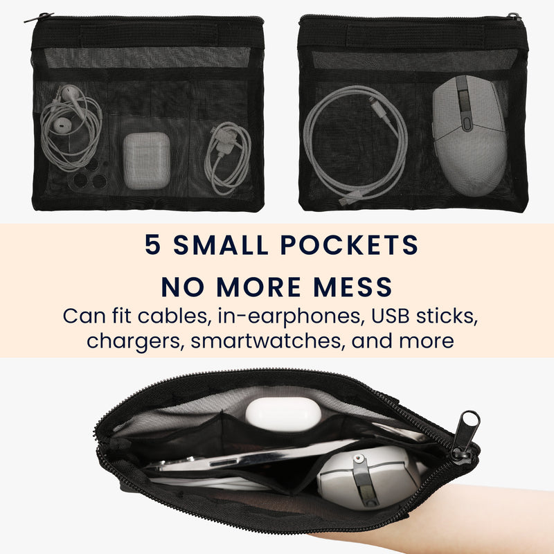 kwmobile Reise Organizer aus Mesh - Zubehör Organizer - Meshtasche für Handy Kabel Power Bank Festplatten Ladegerät - Reißverschlusstasche