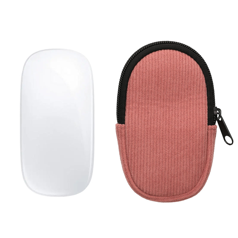 kwmobile Maus Tasche kompatibel mit Apple Magic Mouse 1 / 2 Hülle - Case für Bluetooth Maus aus robustem Cord und Neopren Stoff - Dark Rose Dark Rose  
