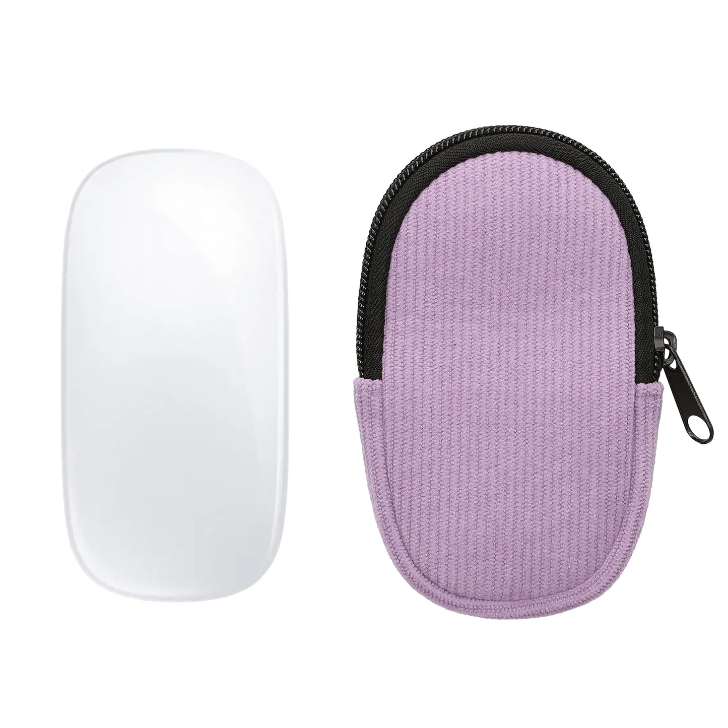 kwmobile Maus Tasche kompatibel mit Apple Magic Mouse 1 / 2 Hülle - Case für Bluetooth Maus aus robustem Cord und Neopren Stoff - Lavendel Lavendel  
