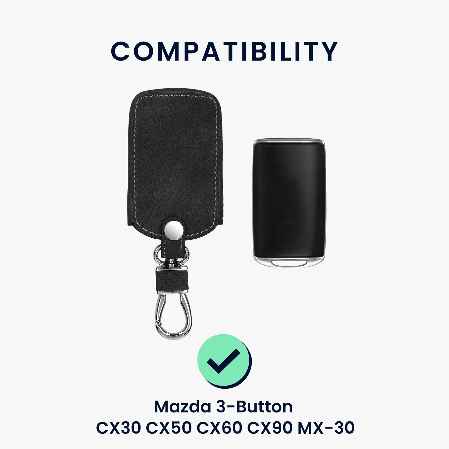 kwmobile Autoschlüssel Hülle kompatibel mit Mazda 3-Tasten CX30 CX50 CX60 CX90 MX-30 Kunstleder Schutzhülle Schlüsselhülle Cover