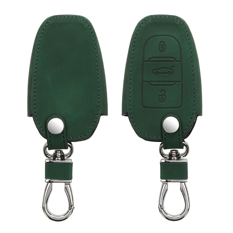 kwmobile Autoschlüssel Hülle kompatibel mit Opel 3-Tasten Smartkey Autoschlüssel Keyless Go - Nubuklederoptik - Kunstleder Schutzhülle Schlüsselhülle Cover - Dunkelgrün Dunkelgrün  