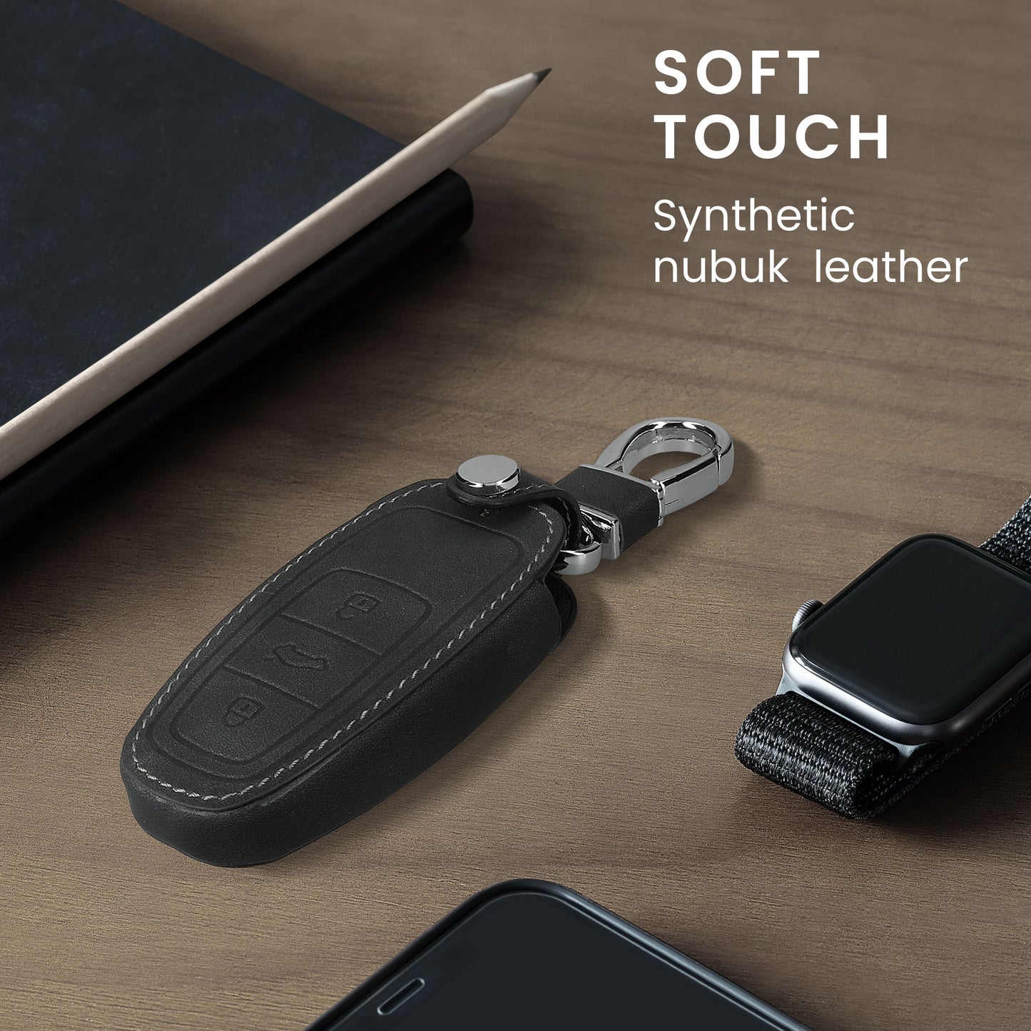 kwmobile Autoschlüssel Hülle kompatibel mit Audi A6 A7 A8 Q7 Q8 3-Tasten Autoschlüssel Keyless Kunstleder Schutzhülle Schlüsselhülle Cover